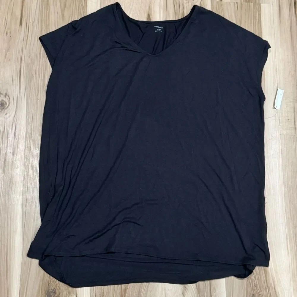NEW Anthropologie Daily Ritual Black Short Sleeve Shirt Women’s XL